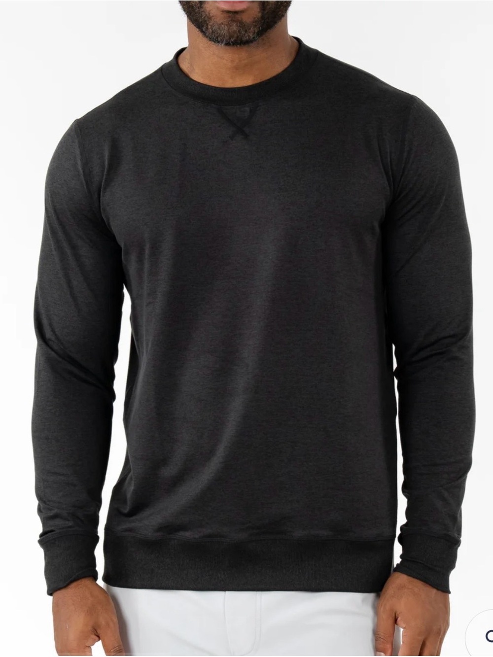 Rhoback Men's Pace Performance Crewneck, Heather Nightfall Panther Black, Large
